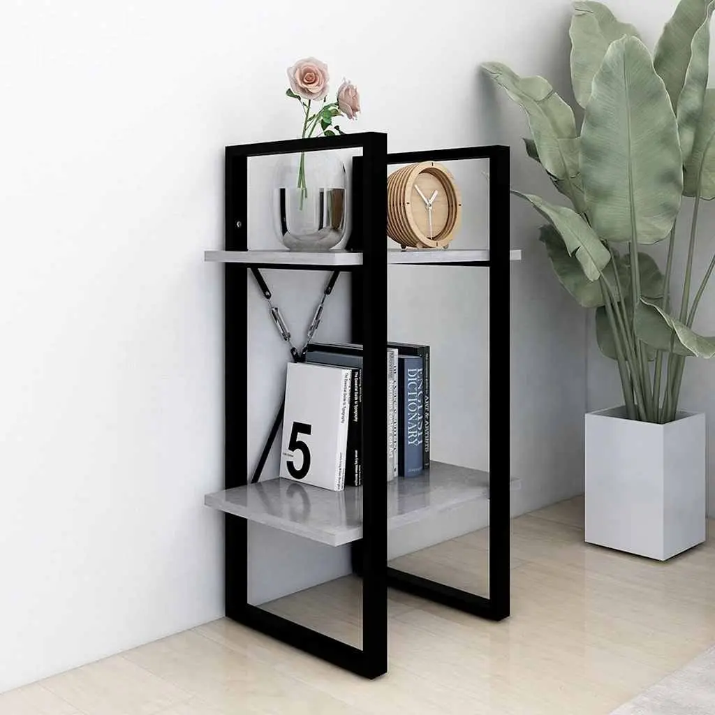 2 Tier Bookshelf Grey Engineered Wood Storage Unit 40x30x70cm