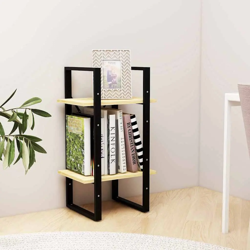 2-Tier Book Cabinet Industrial Style Brown Solid Pine Wood Storage Shelving Unit