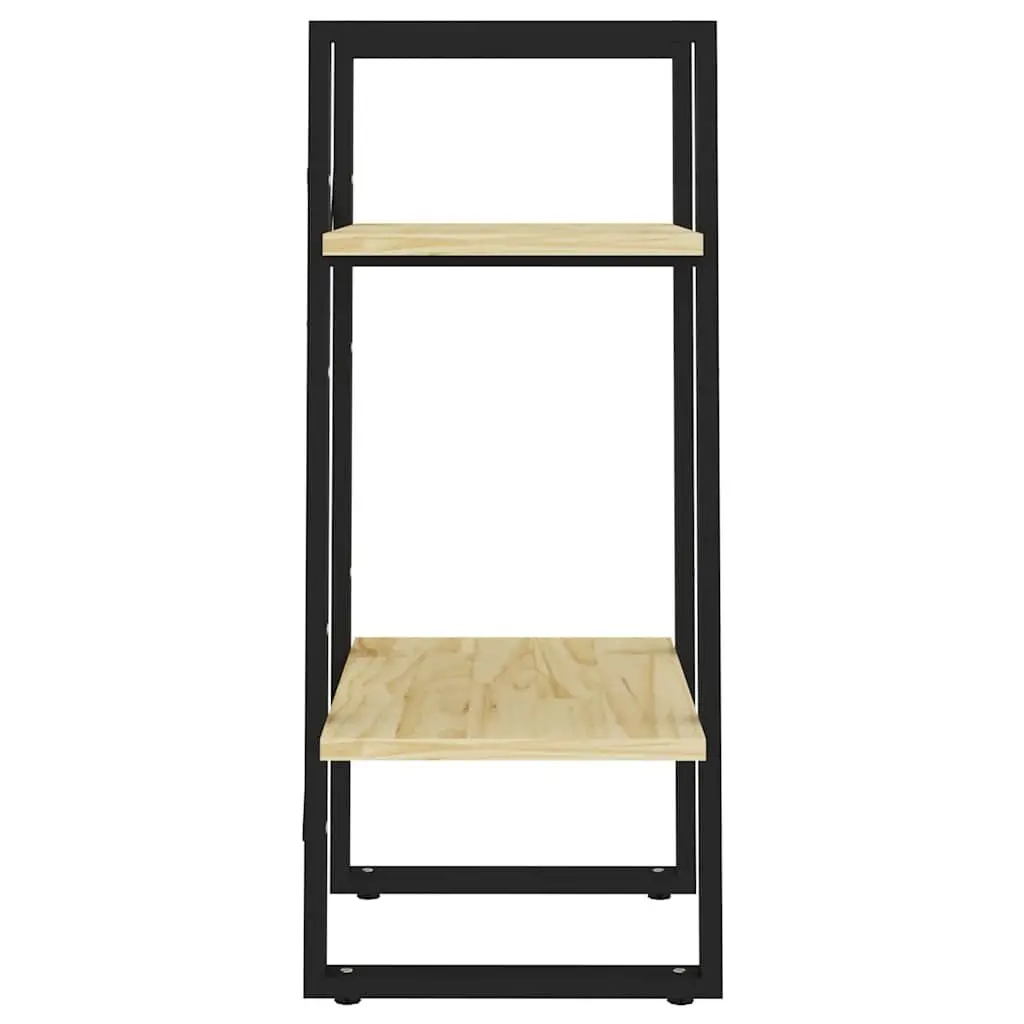 2-Tier Book Cabinet Industrial Style Brown Solid Pine Wood Storage Shelving Unit
