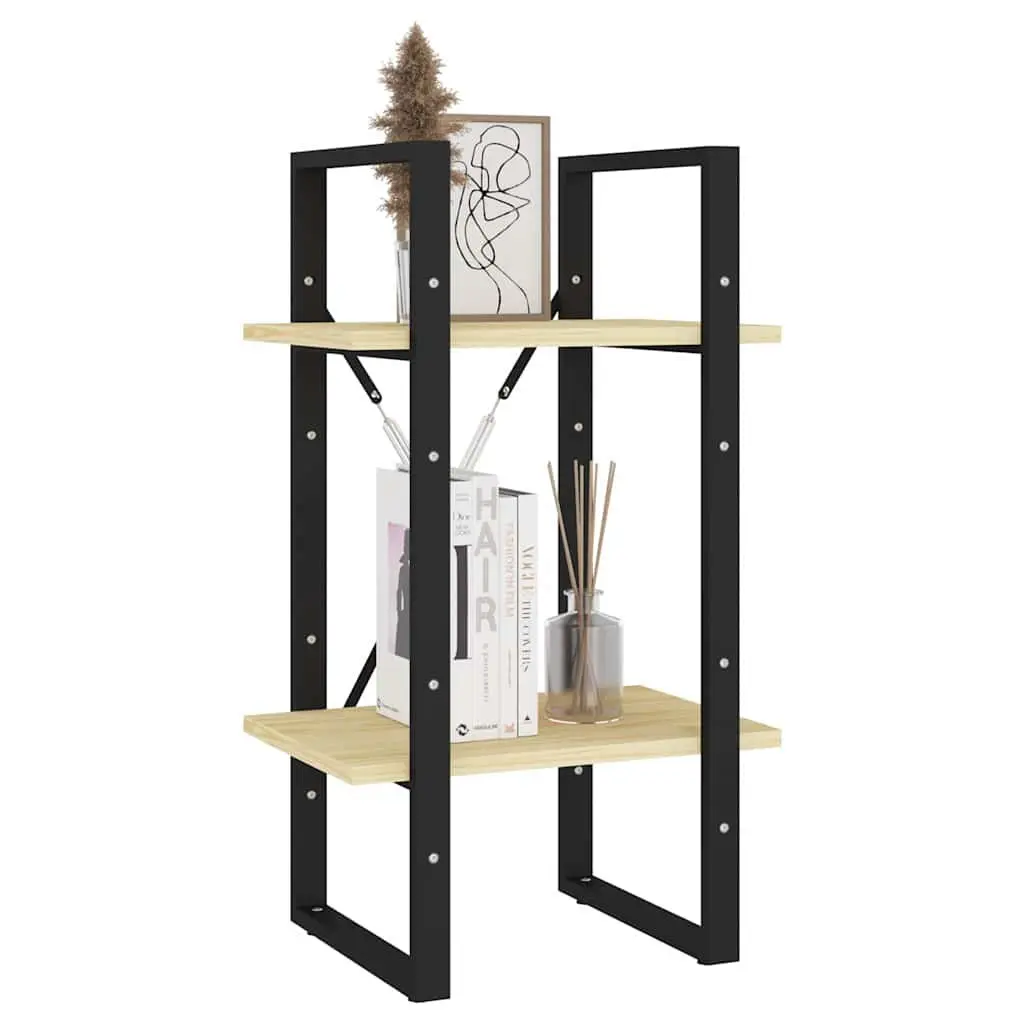 2-Tier Book Cabinet Industrial Style Brown Solid Pine Wood Storage Shelving Unit