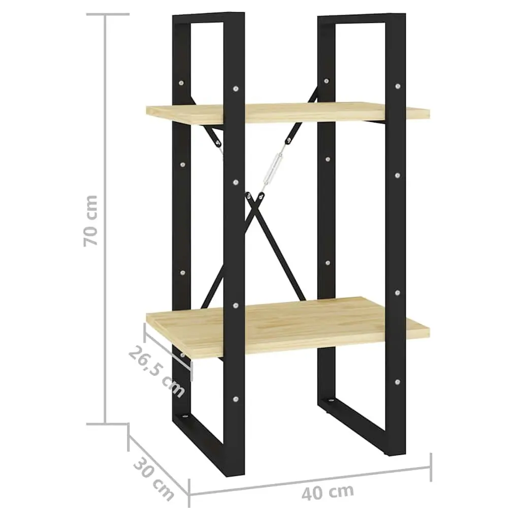 2-Tier Book Cabinet Industrial Style Brown Solid Pine Wood Storage Shelving Unit
