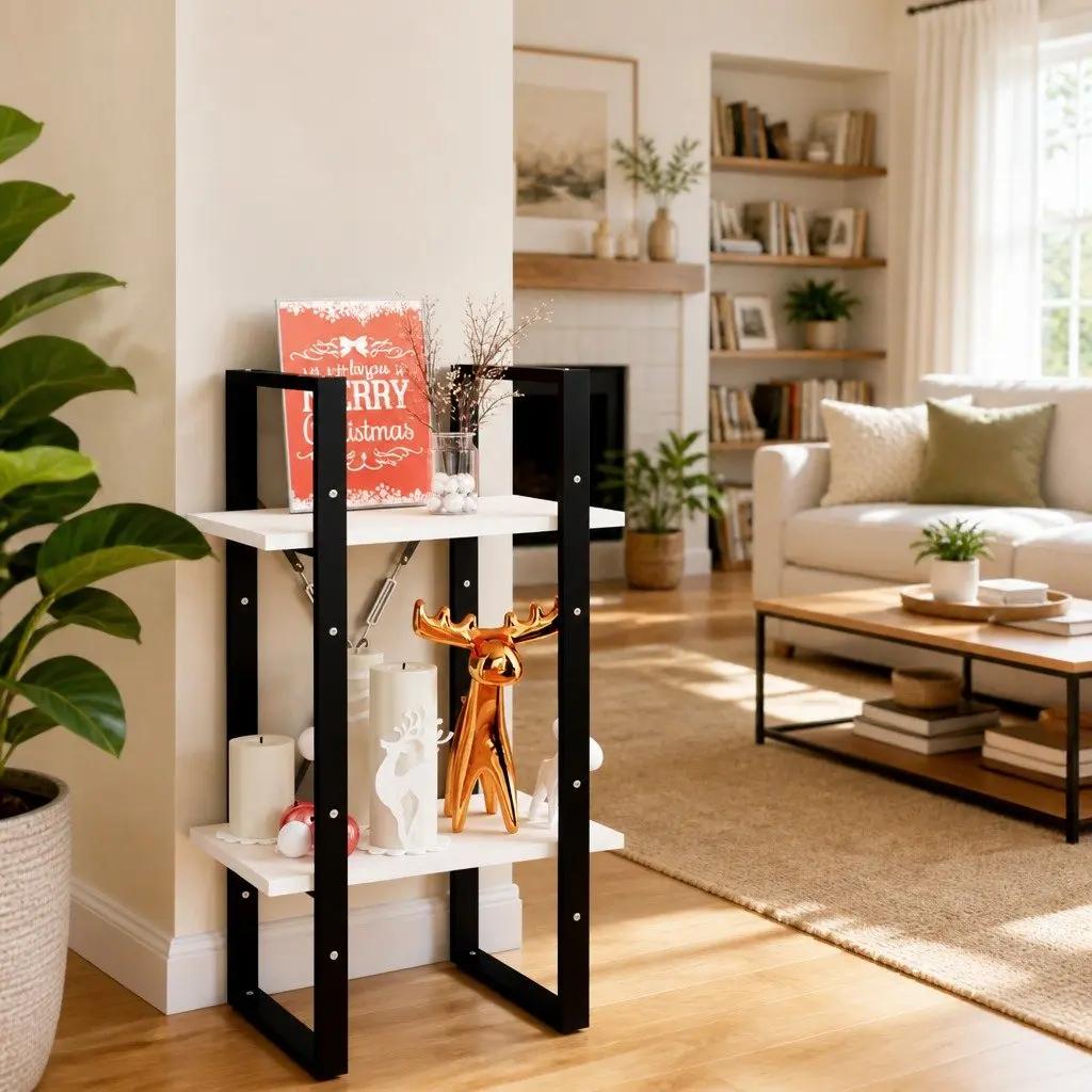 2 Tier Book Shelf White Finish Solid Pine Wood Storage Unit Display Stand