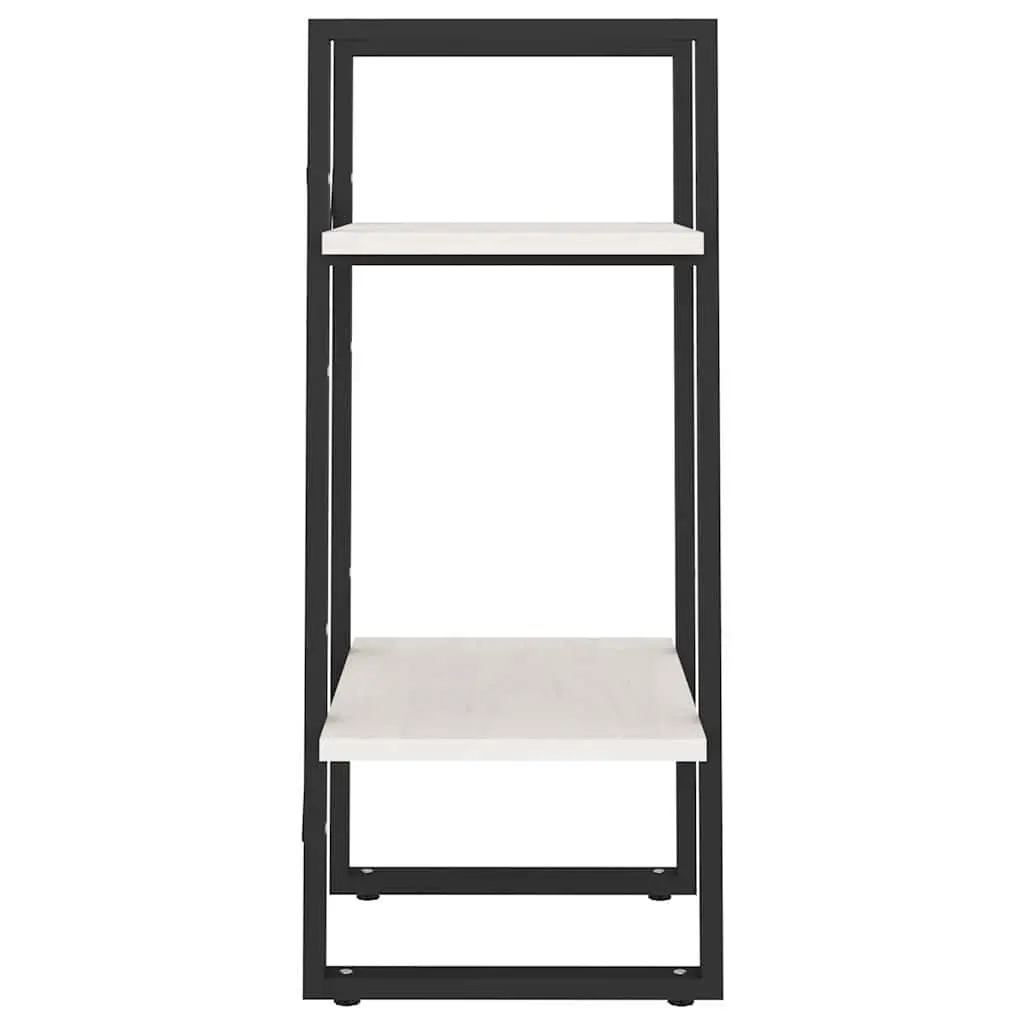 2 Tier Book Shelf White Finish Solid Pine Wood Storage Unit Display Stand