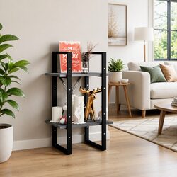 Grey 2-Tier Book Cabinet in Solid Pine Wood
