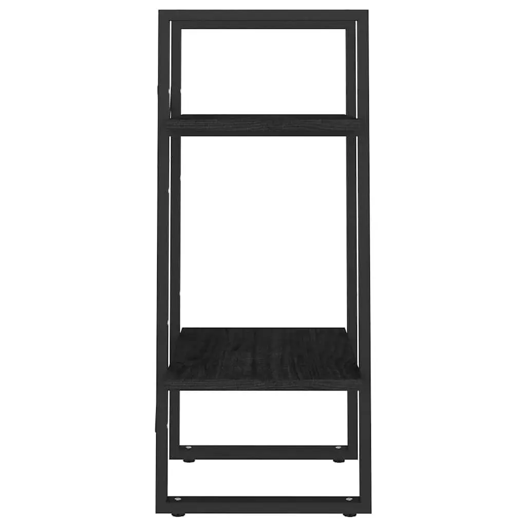 2-Tier Book Cabinet Black Solid Pine Wood Shelving Unit Storage Display Stand