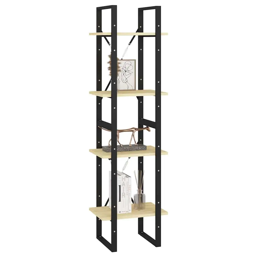 4-Tier Solid Pine Wood Book Cabinet for Home Decor