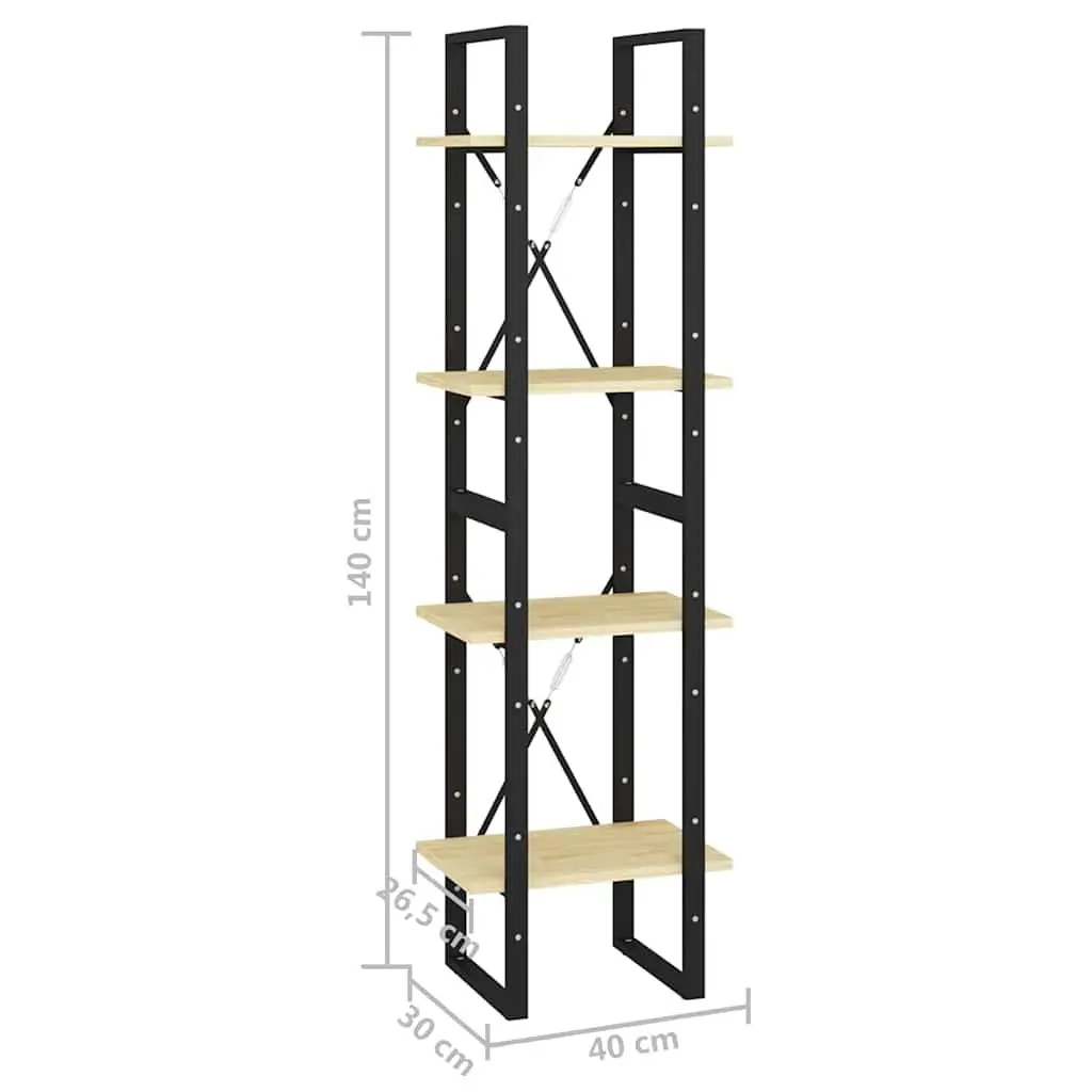 4-Tier Solid Pine Wood Book Cabinet for Home Decor