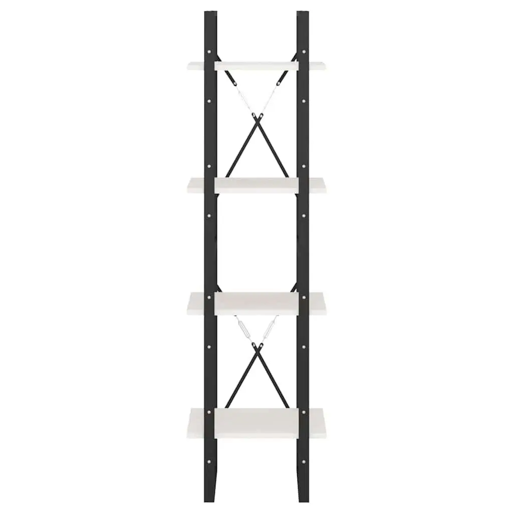 4-Tier White Book Cabinet in Solid Pine Wood