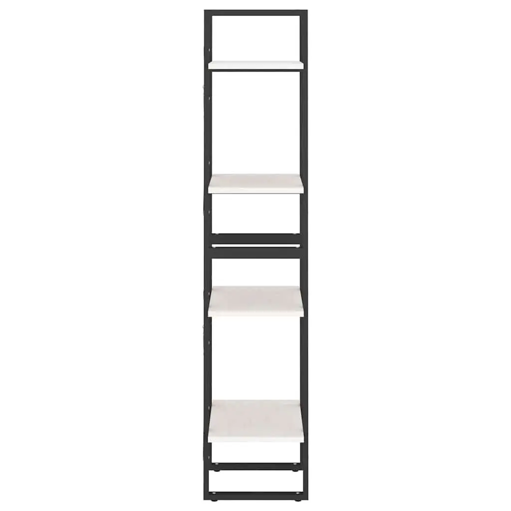 4-Tier White Book Cabinet in Solid Pine Wood