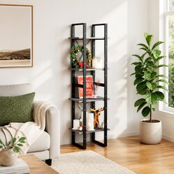4-Tier Book Cabinet in Grey - Solid Pine Wood Display