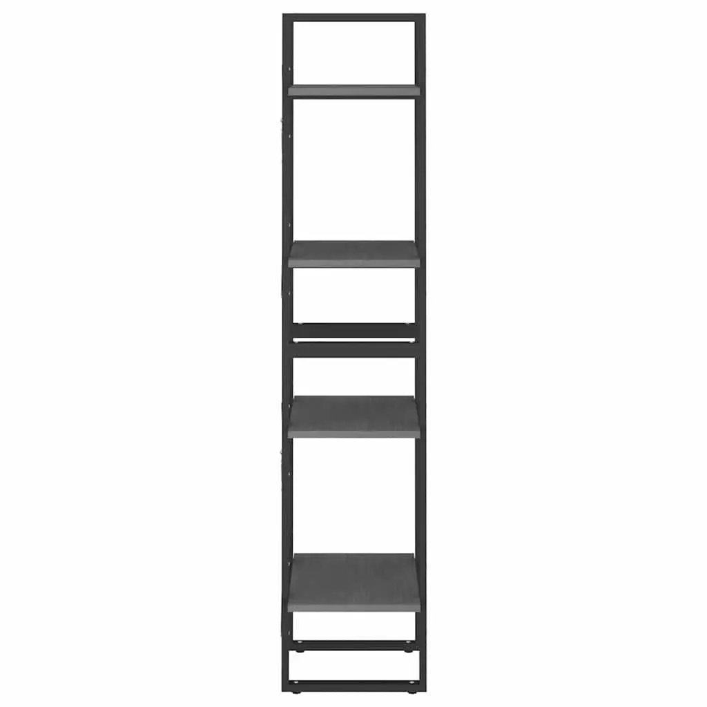 4-Tier Book Cabinet Grey Solid Pine Wood Storage Shelving Unit Bookcase Display