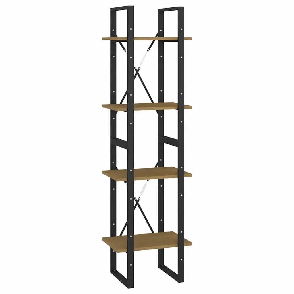 4-Tier Book Cabinet Industrial Brown 40x30x140 cm Solid Pine Wood Standing Bookshelf Storage Shelving Unit