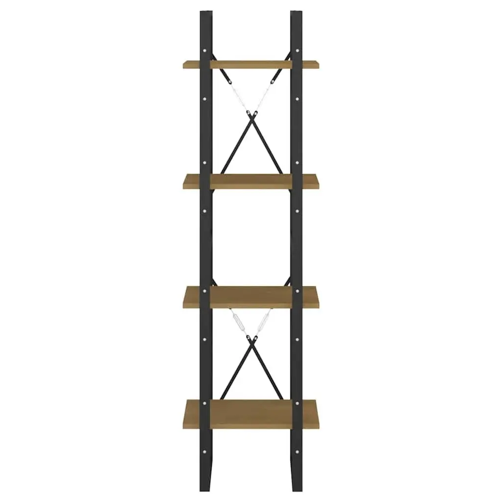 4-Tier Book Cabinet Industrial Brown 40x30x140 cm Solid Pine Wood Standing Bookshelf Storage Shelving Unit