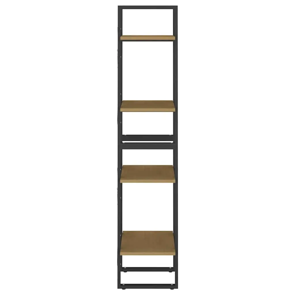 4-Tier Book Cabinet Industrial Brown 40x30x140 cm Solid Pine Wood Standing Bookshelf Storage Shelving Unit