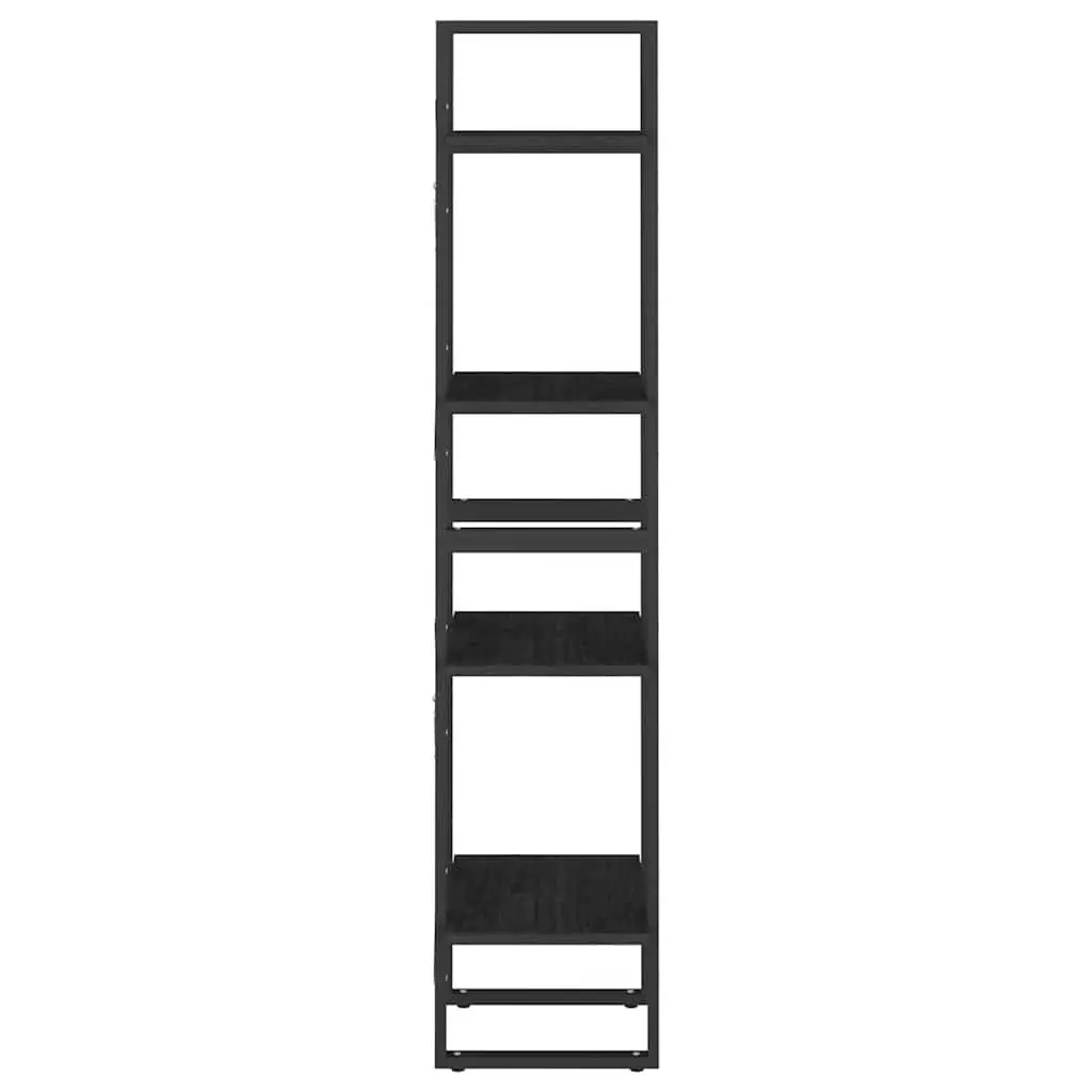 4-Tier Black Book Cabinet in Solid Pine Wood