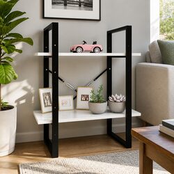 2-Tier White Book Cabinet for Modern Living Spaces