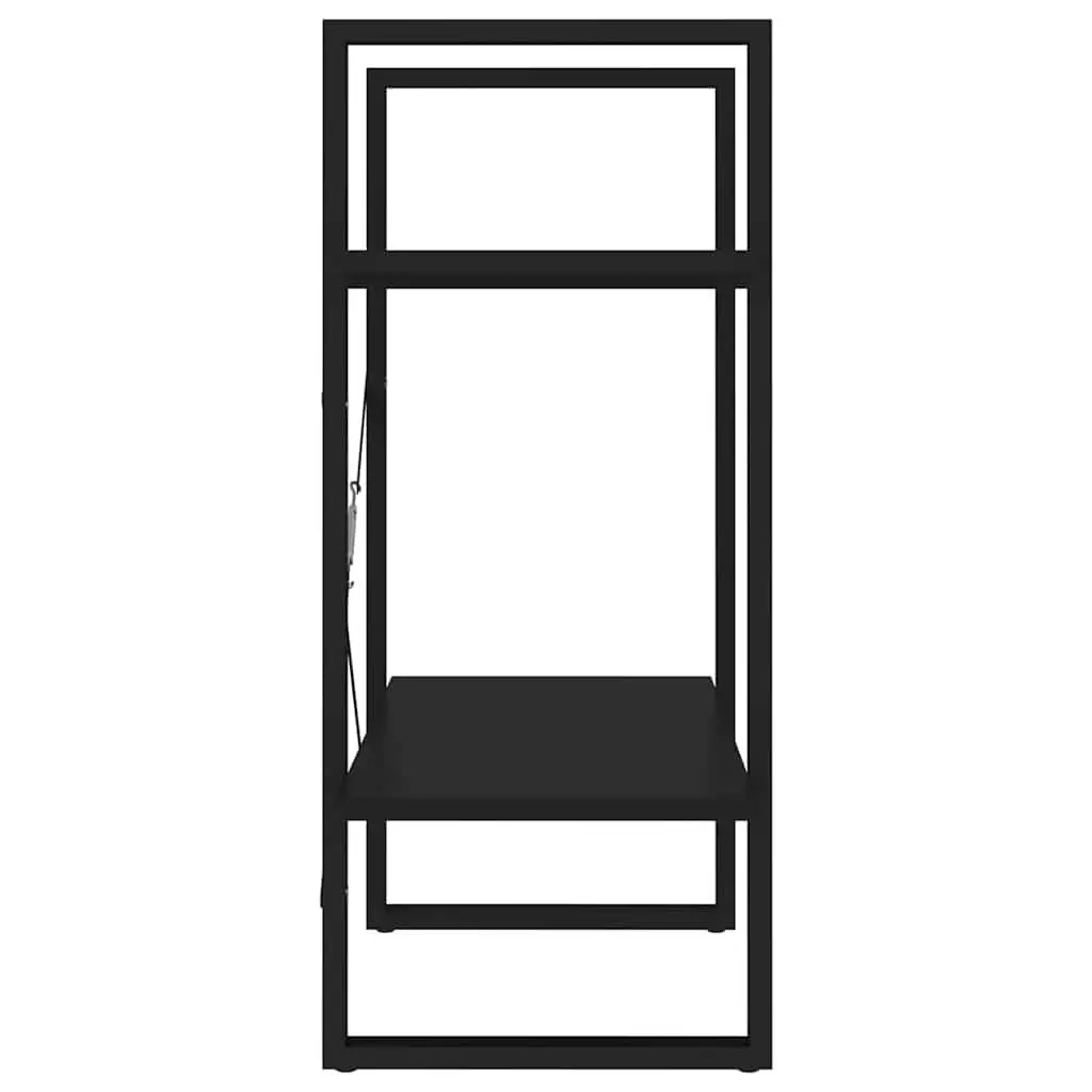 2 Tier Bookshelf Engineered Wood Black Storage Cabinet Display Unit