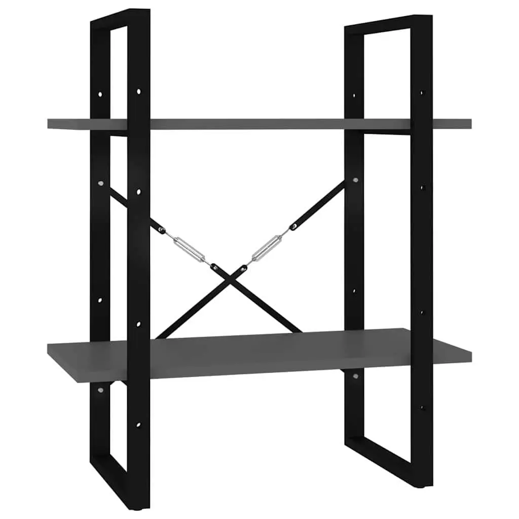 2-Tier Book Cabinet Bookshelf Storage Shelving Unit Grey 60x30x70 cm Engineered Wood