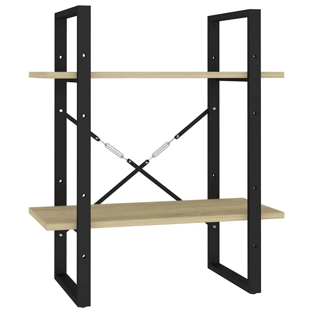 2-Tier Book Cabinet Brown Engineered Wood 60 x 30 x 70 cm Storage Shelving Unit