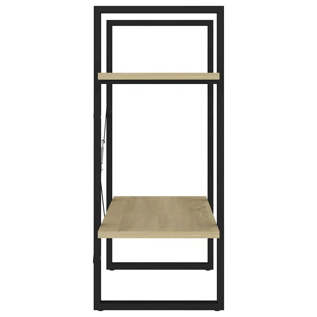 2-Tier Book Cabinet Brown Engineered Wood 60 x 30 x 70 cm Storage Shelving Unit