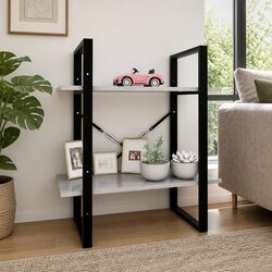 2-Tier Grey Book Cabinet for Cozy Living Spaces
