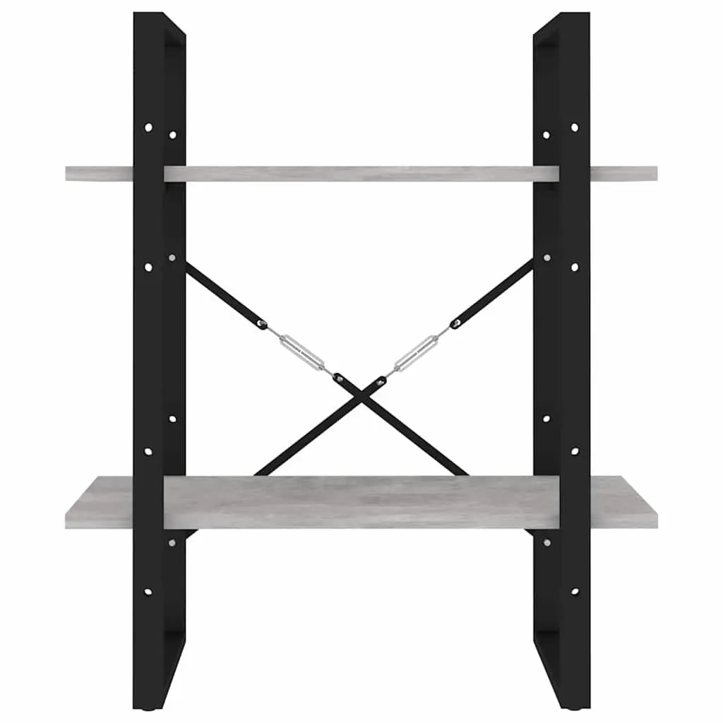 2-Tier Book Cabinet Grey Engineered Wood Storage Display Shelf