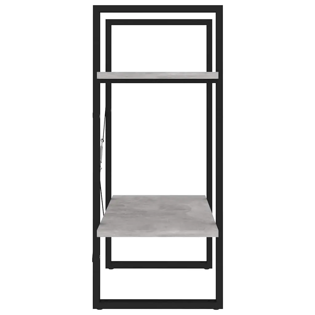 2-Tier Book Cabinet Grey Engineered Wood Storage Display Shelf