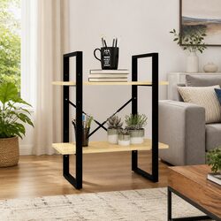 Warm Solid Pine 2-Tier Book Cabinet for Home Display