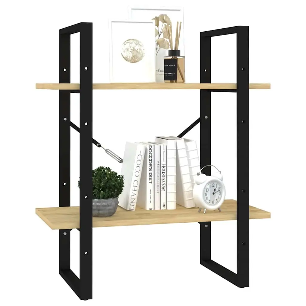 2-Tier Book Cabinet Brown Solid Pine Wood Standing Bookshelf Storage Display