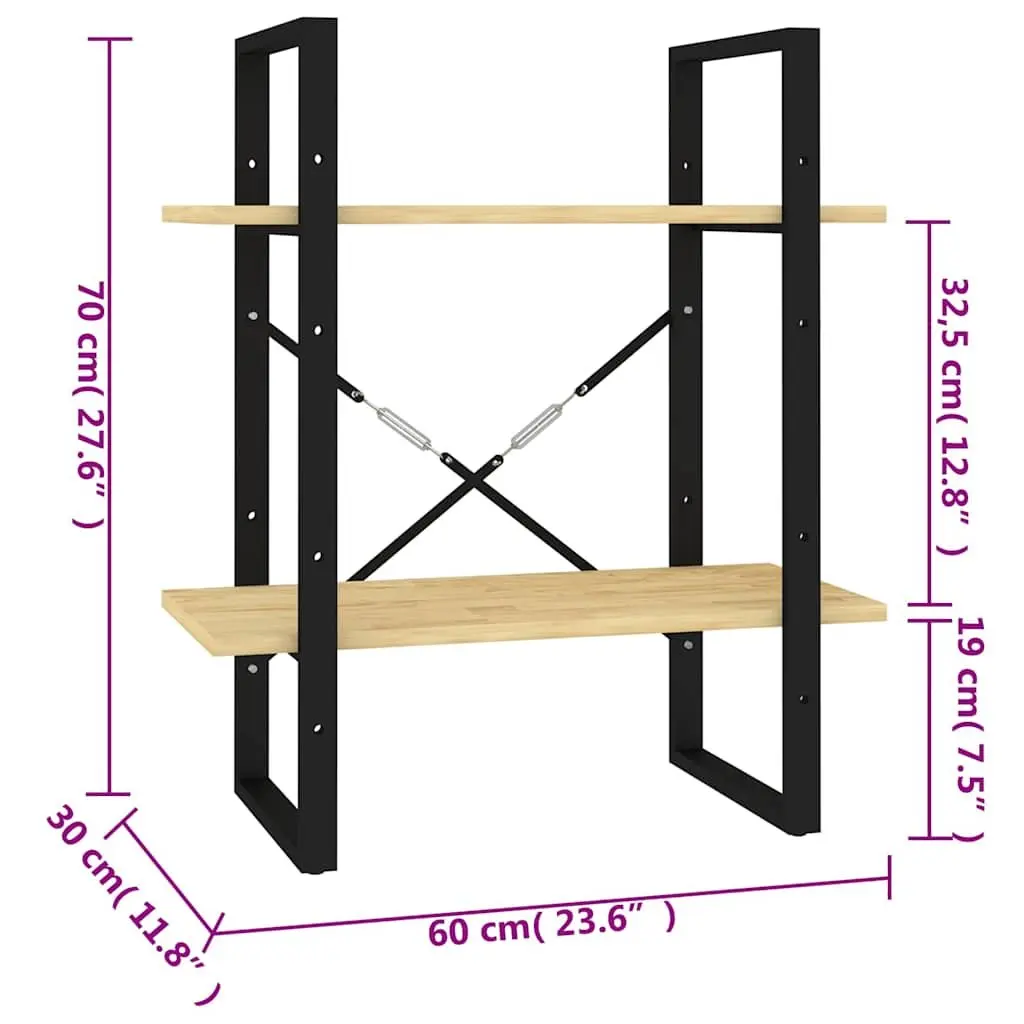2-Tier Book Cabinet Brown Solid Pine Wood Standing Bookshelf Storage Display