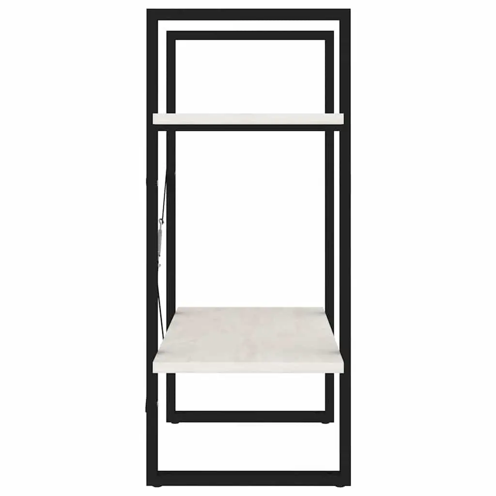 White 2-Tier Bookcase Solid Pine Wood Storage Shelving Unit