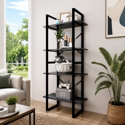 4-Tier Grey Book Cabinet for Stylish Home Storage