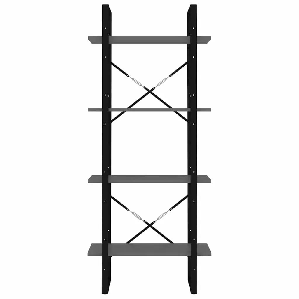 4-Tier Book Cabinet Grey Industrial Style 60x30x140cm Engineered Wood