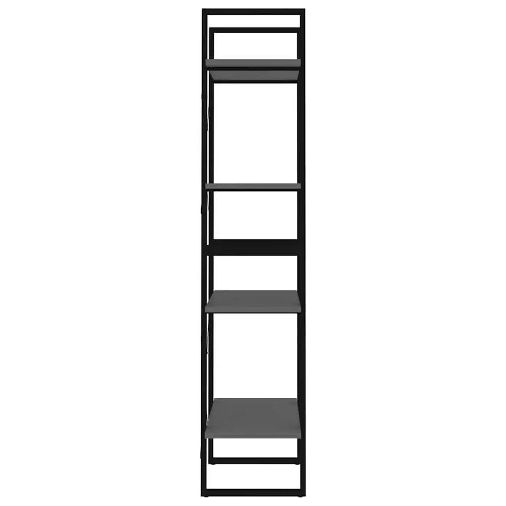 4-Tier Book Cabinet Grey Industrial Style 60x30x140cm Engineered Wood
