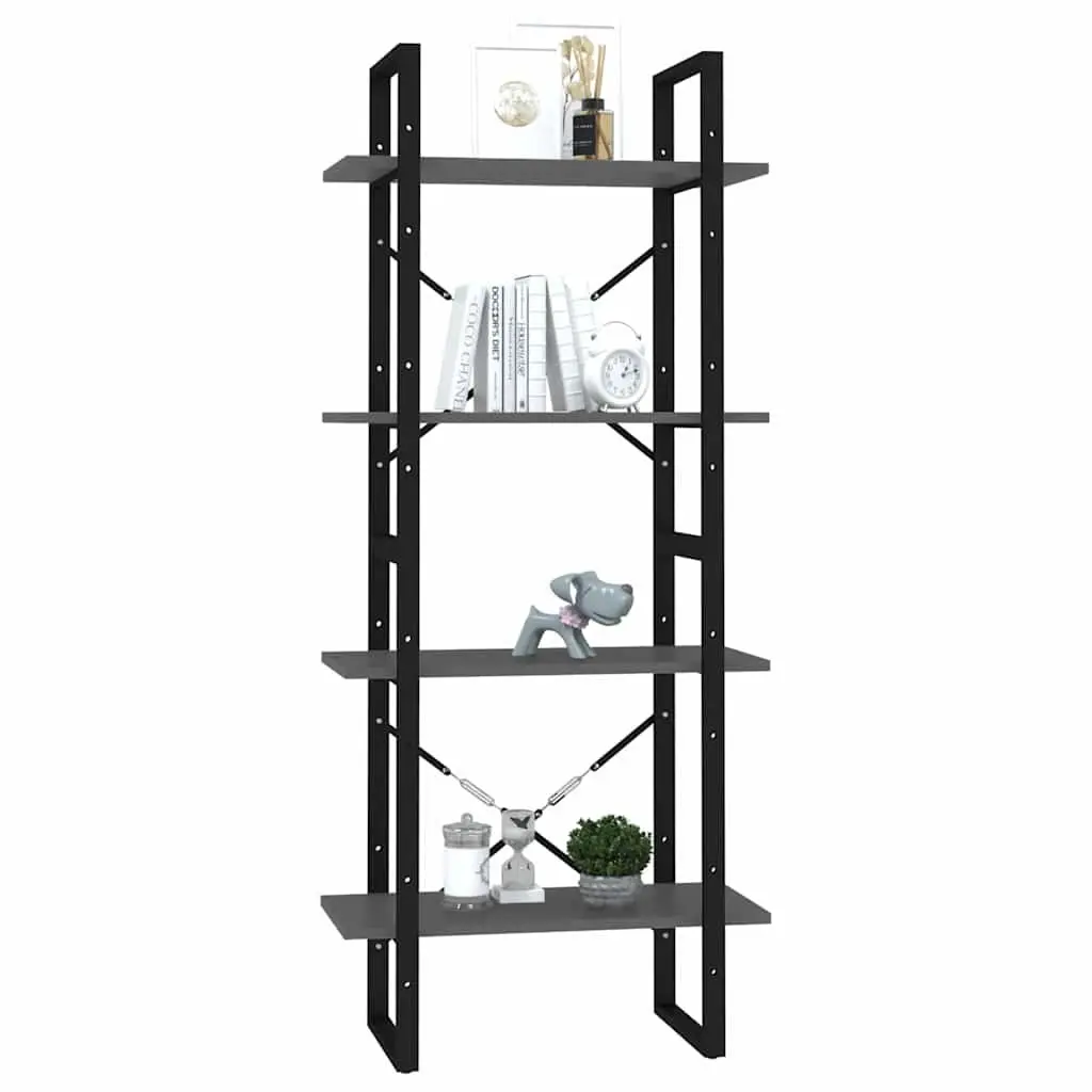 4-Tier Book Cabinet Grey Industrial Style 60x30x140cm Engineered Wood