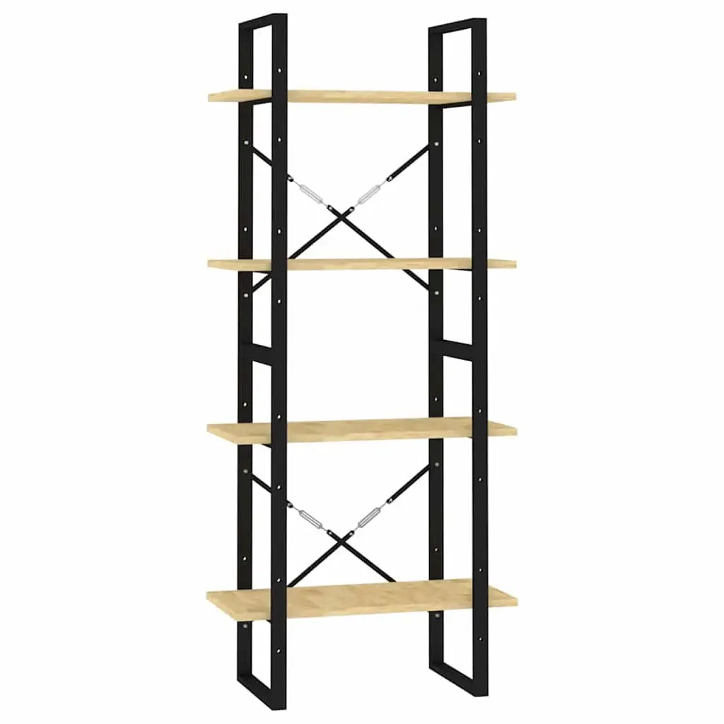 4-Tier Book Cabinet Brown Solid Pine Wood Shelving Unit 60x30x140cm