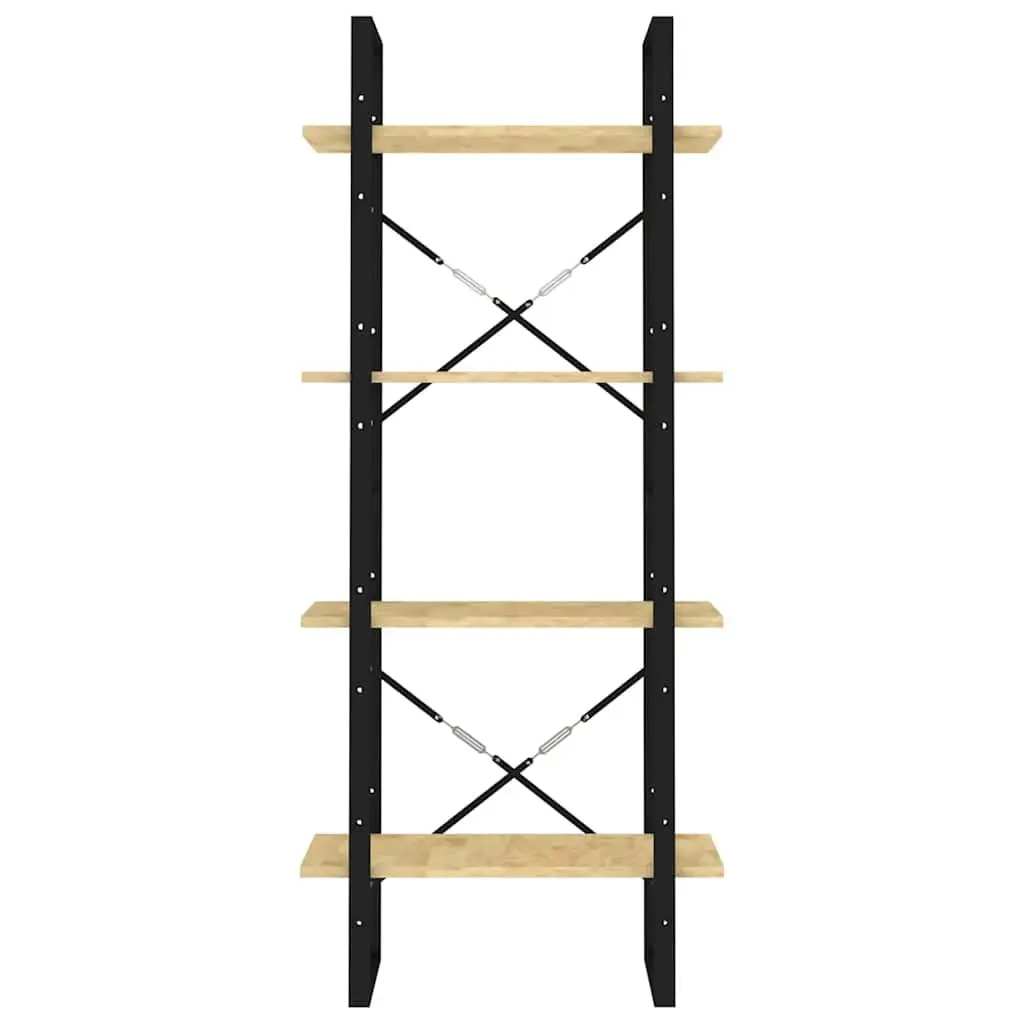 4-Tier Book Cabinet Brown Solid Pine Wood Shelving Unit 60x30x140cm