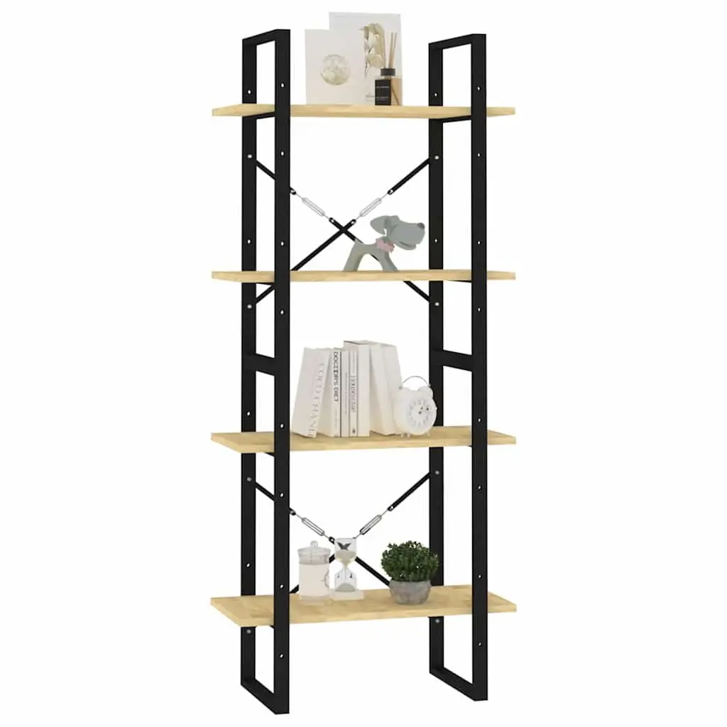 4-Tier Book Cabinet Brown Solid Pine Wood Shelving Unit 60x30x140cm
