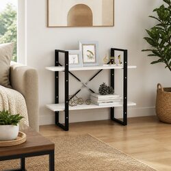 Elegant 2-Tier White Book Cabinet for Home Storage