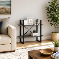 Charming 2-Tier Book Cabinet in Grey