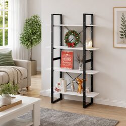 4-Tier White Bookcase for Home Storage and Display