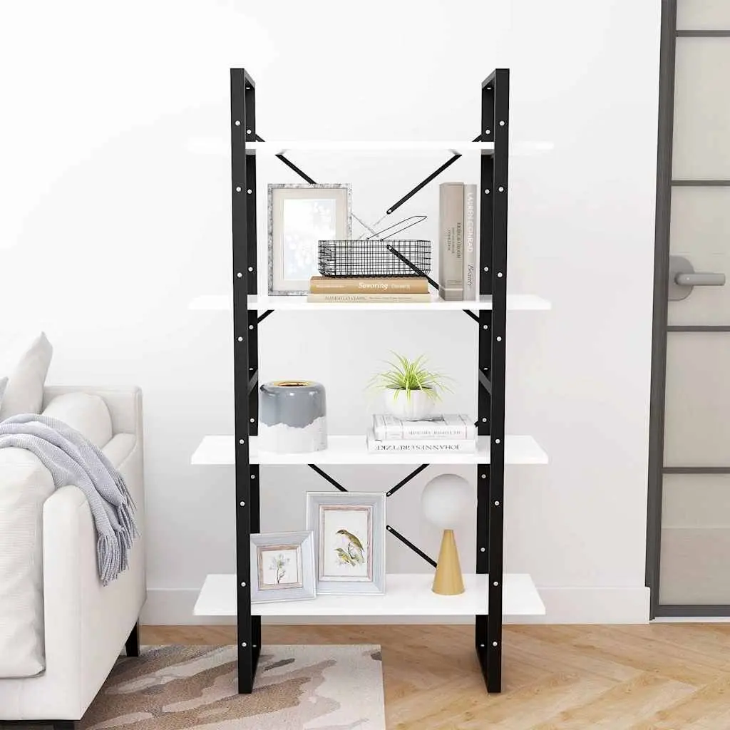 4-Tier White Bookcase for Home Storage and Display