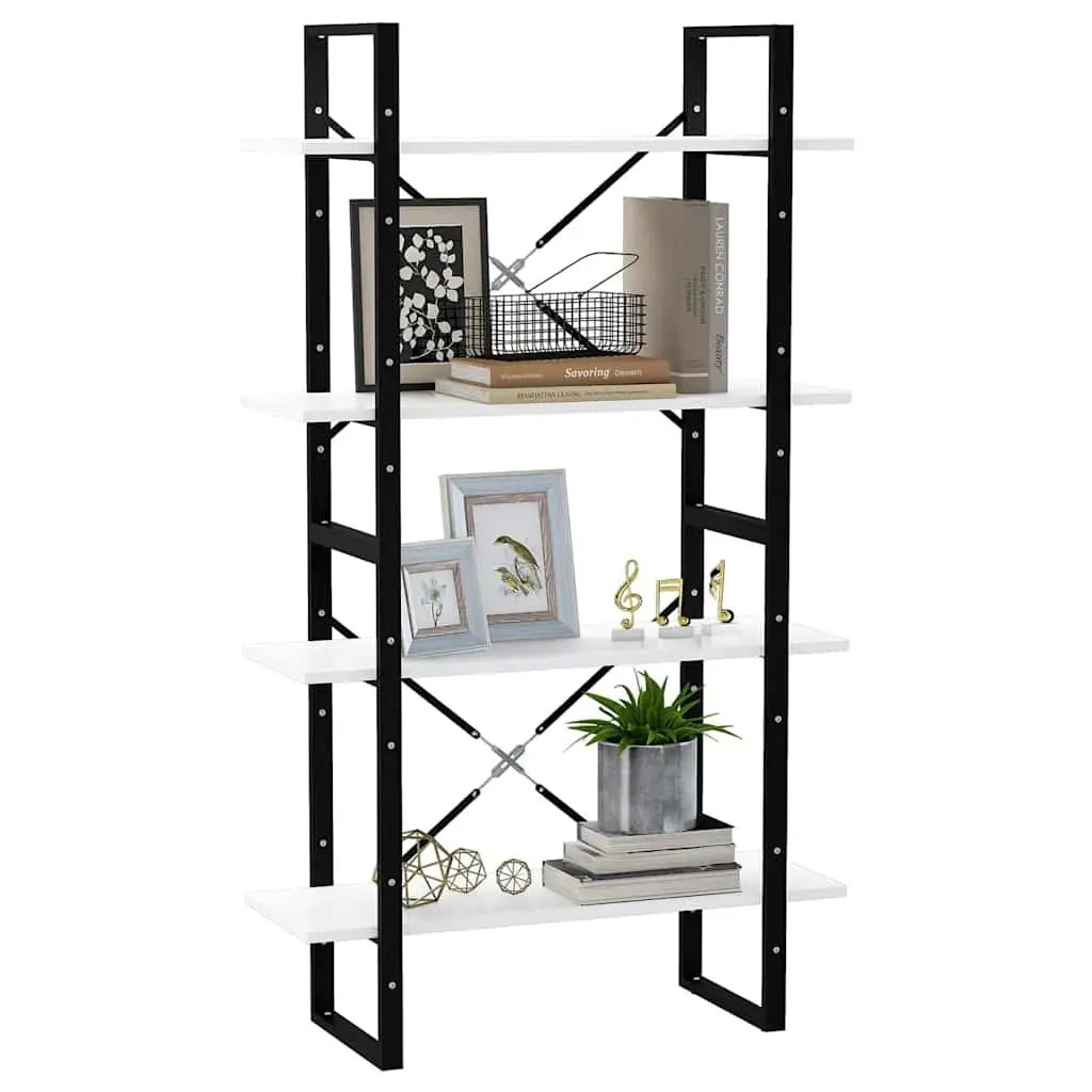 4-Tier White Bookcase for Home Storage and Display