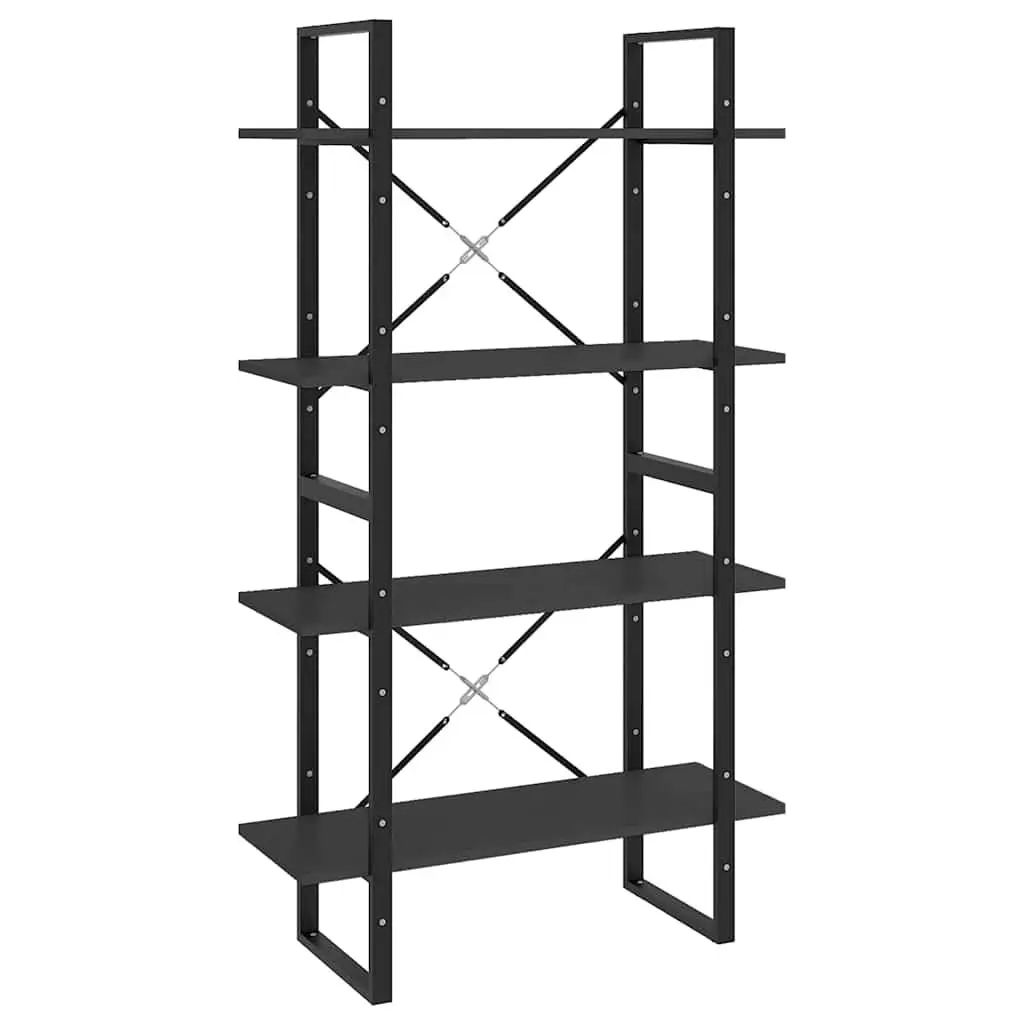 4-Tier Book Cabinet Grey Engineered Wood Shelving Storage Unit Display Shelf