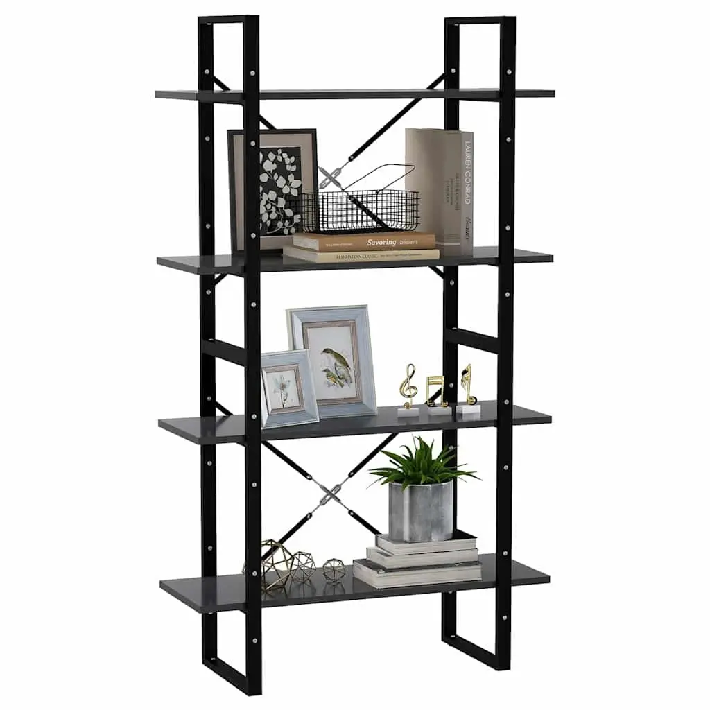 4-Tier Book Cabinet Grey Engineered Wood Shelving Storage Unit Display Shelf