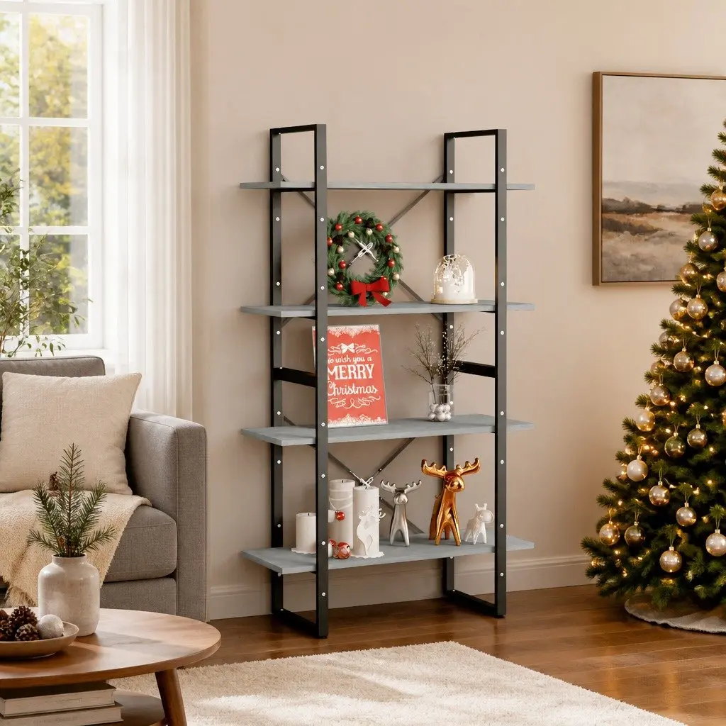4-Tier Book Cabinet in Grey