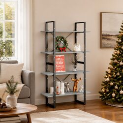 Stylish 4-Tier Book Cabinet in Grey