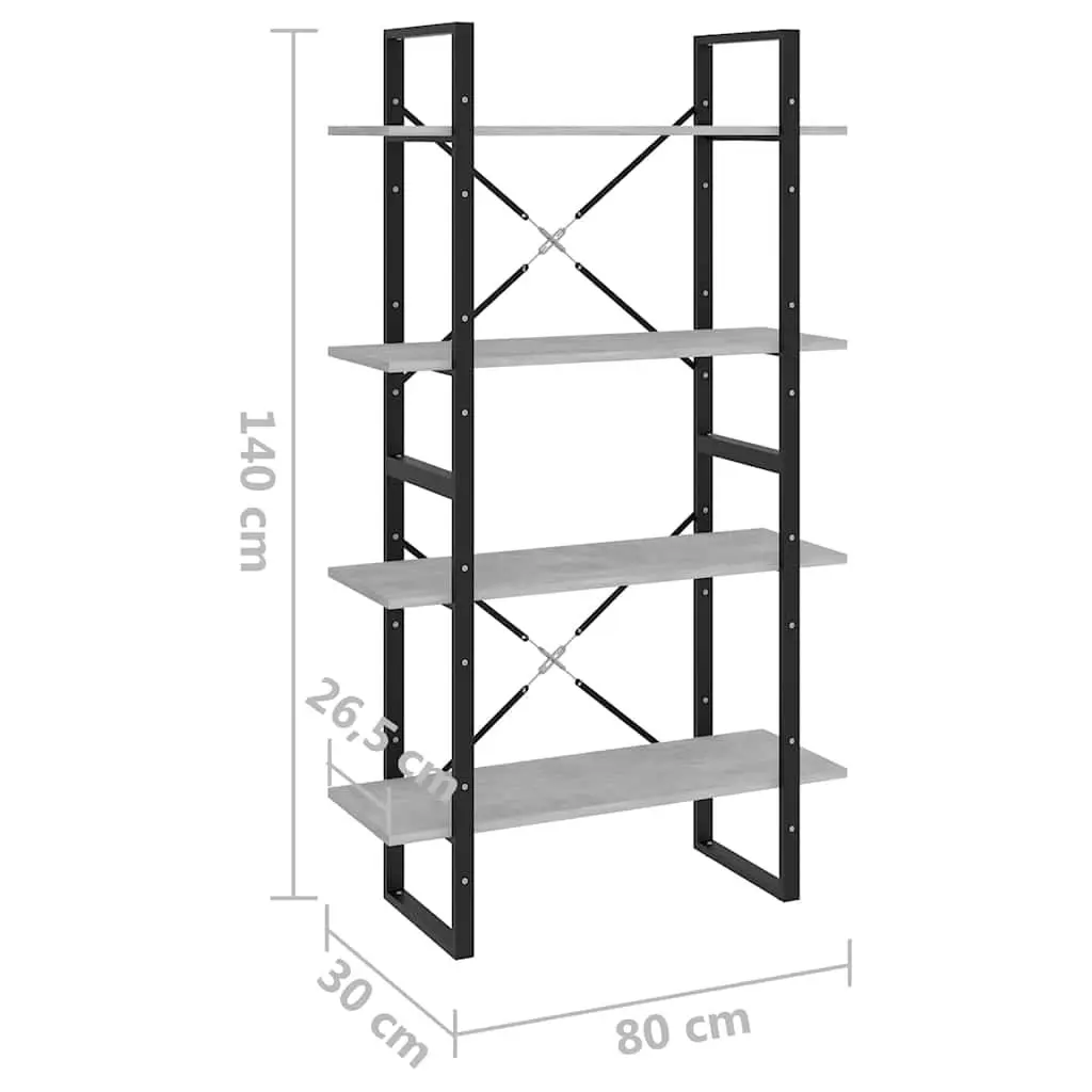 4-Tier Book Cabinet in Grey