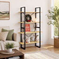 4-Tier Pine Wood Book Cabinet 80x30x140 cm