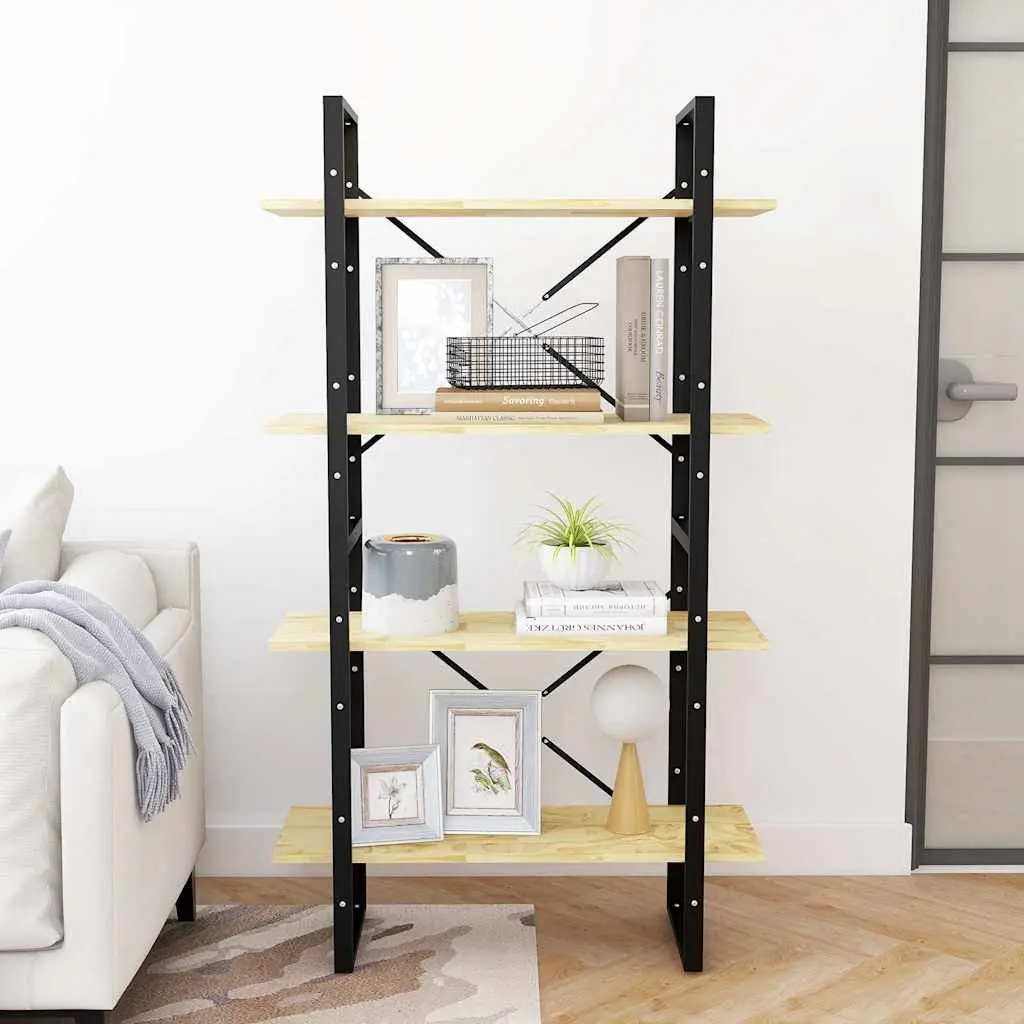 4-Tier Pine Wood Book Cabinet 80x30x140 cm